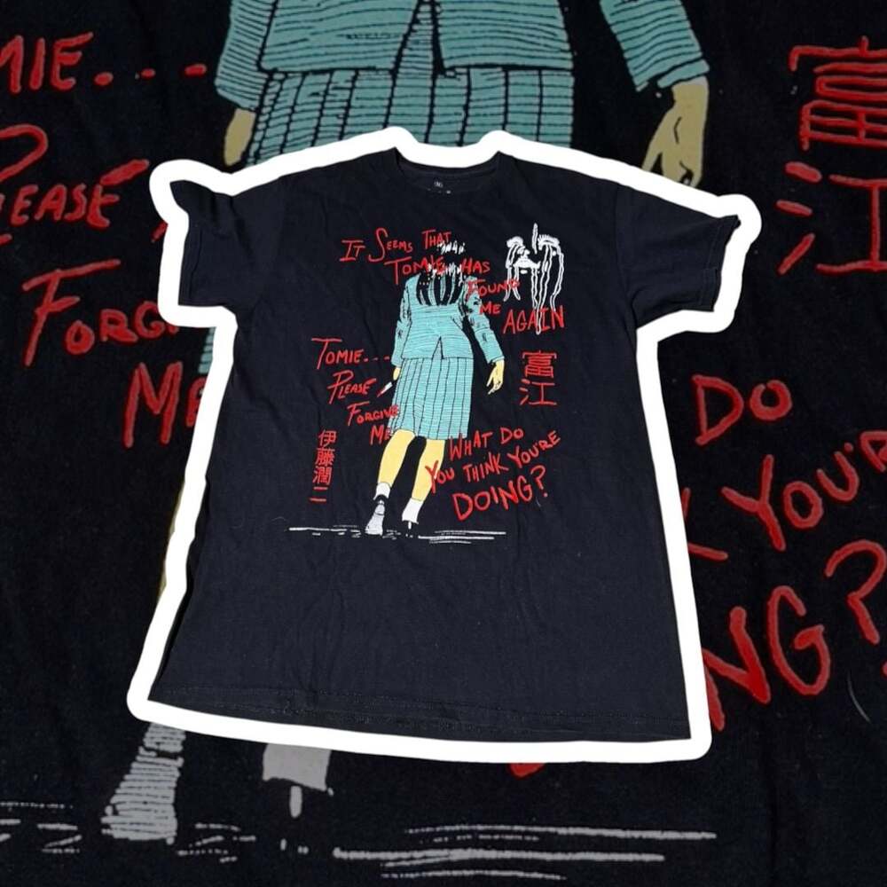Junji Ito Collection Tomie Handwritten Horror Design Graphic T-Shirt Black Mediu